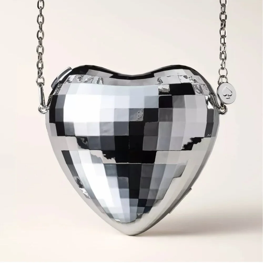 Disco Heart Crossbody Bag - kate spade new york x Target Silver NWT